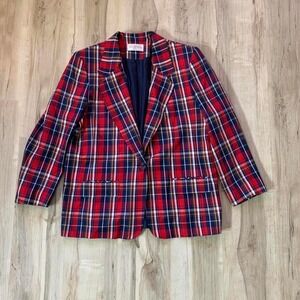 Vintage Pendleton lined plaid blazer & shoulder pads 16P